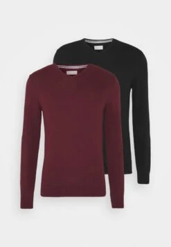 Pier One 2PACK - Strickpullover - Black/bordeaux -Kleidung PierOne Store 1401fde1674b40a68d7e1288645f8b9b