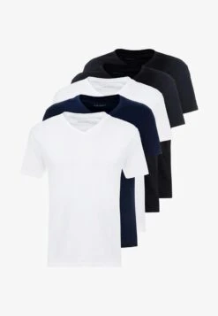 Pier One 5 PACK - T-Shirt Basic - White/blue/black -Kleidung PierOne Store 2819a515ceaa41a7b996144dea7390c3