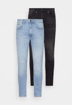 Pier One 2 PACK - Jeans Skinny Fit - Light Blue/black